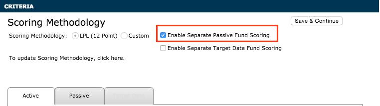 How To Activate Separate Passive Fund Scoring Setup Select a plan from your Plan List or setup a new plan. Click on the Investment Analysis module to expand the module.
