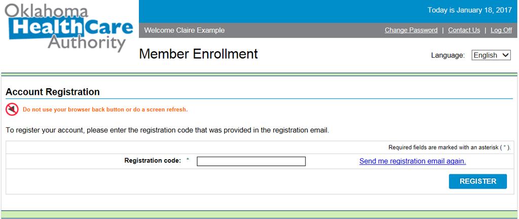 Account Registration Step 1: Account Registration Enter the Registration