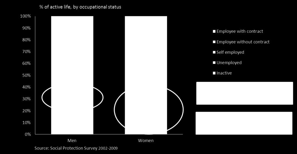 Occupational status by gender Percentage of