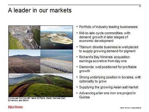 Slide 20 A leader in our markets Diamonds and Minerals is a portfolio of market-leading businesses, which are well positioned to grow margins in line with increasing demand for our products.
