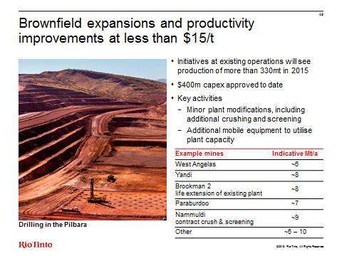 Slide 49 Brownfield expansions and productivity improvements at less than $15/t Turning to the mine capacity growth. The core of our new breakthrough expansion pathway is growth from existing mines.