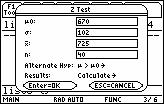 130 TI-89 Z-Test is at 1 in the Tests menu. To use Z-Test: 1) Press ND [ F6] Tests. ) The cursor is at 1:Z-Tests. 3) Press ENTER. 4) The Choose Input Method window opens.