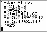 4 3) 1-Var Stats is entered in the home screen. The following two entries would produce the same result. With no list name entered after 1-Var Stats, the calculations are applied to L1.