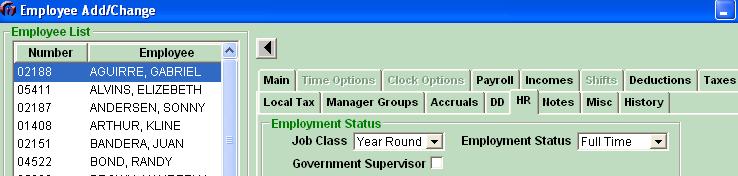 Employees can be selected or deselected by clicking on any of the filters or employee names listed.