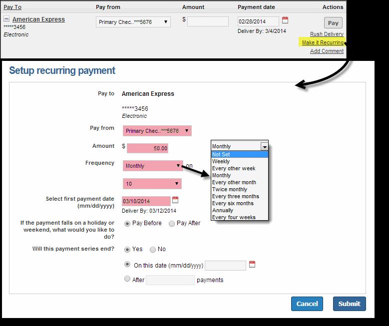Make a Recurring Payment 1. Subscriber would select a Make it Recurring 2.
