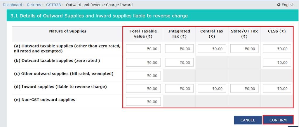 You will be directed to the GSTR3B landing page and the 3.1 Tax on outward and reverse charge inward supplies tile in GSTR3B will reflect the added data in a summary form.