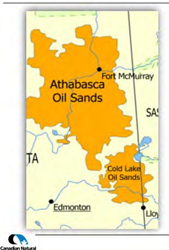 Athabasca Oil Sands Project Area Summary Scotford Horizon AOSP June 2017 production 202,300 (net to Canadian Natural) Annual production guidance increased to 102,000-116,000 Mbbl/d Muskeg River and