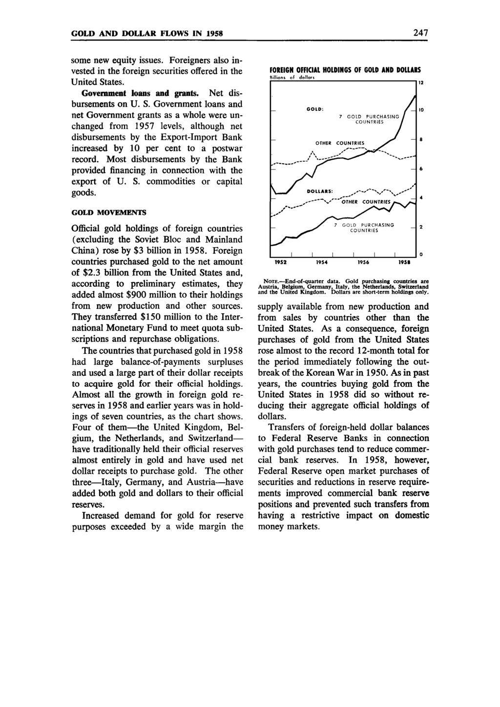 GOLD AND DOLLAR FLOWS IN 1958 247 some new equity issues. Foreigners also invested in the foreign securities offered in the United St