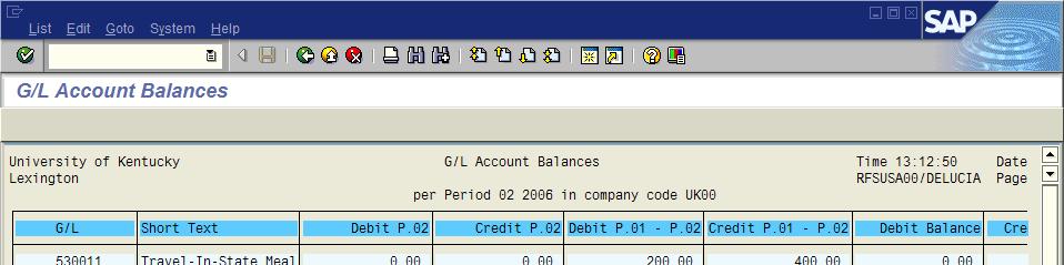 This is the GL Account Balance report for reporting