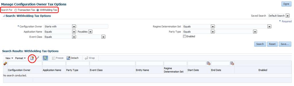 Select the first party legal entity as the configuration owner.