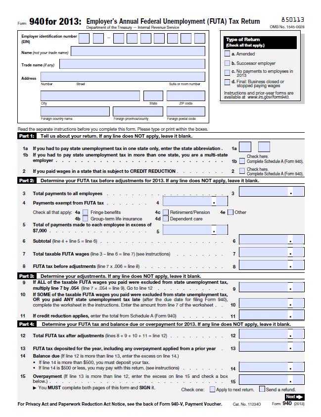 Form 940 Form 940 is the employer s annual FUTA return to report unemployment wages and taxes paid during the tax year.
