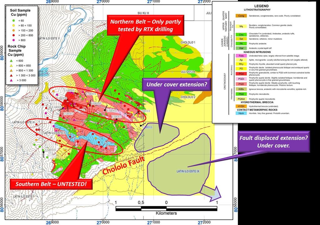 DIRECTORS' REPORT Geology, Geochemistry and target areas within the Ilo Este Copper Gold Porphyry System.