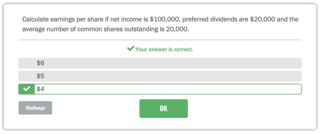 Calculate earnings per share if net income is $100,000, preferred dividends are