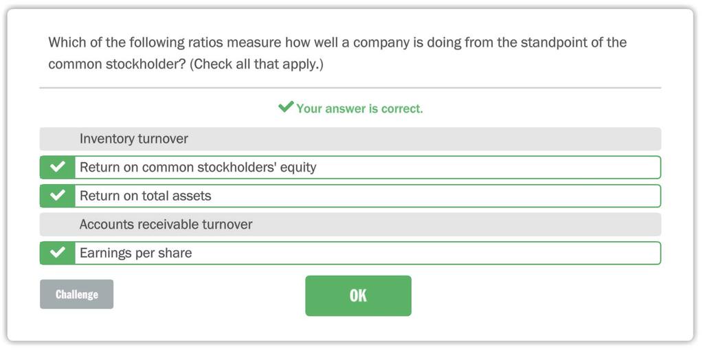 Which of the following ratios measure how well a company is doing from the standpoint of the common stockholder? (Check all that apply.