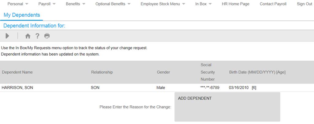 4. After you have added a dependent, click the Continue arrow to add an additional dependent. 5.