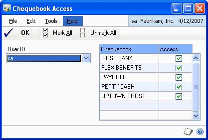CHAPTER 1 ELECTRONIC BANK MANAGEMENT SETUP Understanding cash document numbering You can mark the Cash Document Numbering option in the Chequebook Maintenance window to generate an internal,