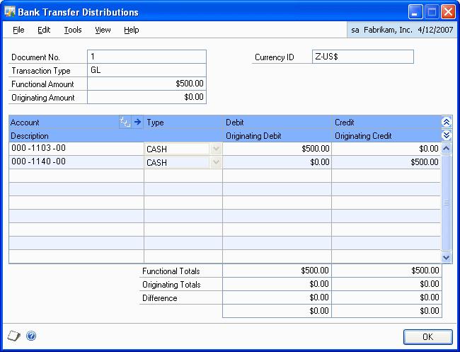CHAPTER 3 RECONCILIATION AND BANK TRANSFER Viewing distributions for unposted bank transfers You can use the Bank Transfer Distributions window to view distributions relating to unposted bank