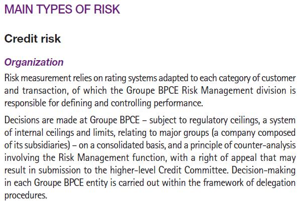 s risk management organisation, processes and key