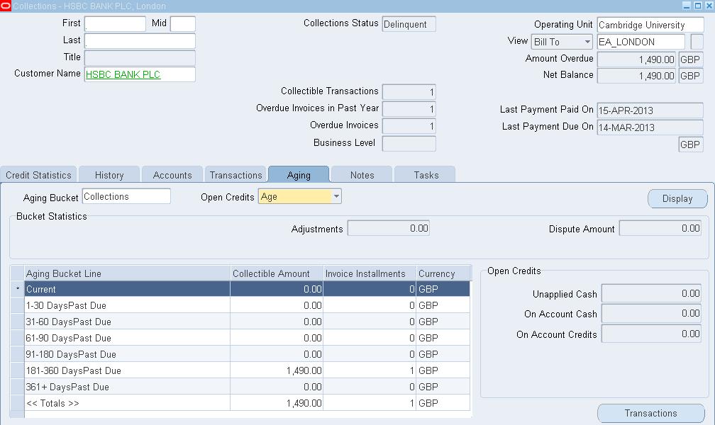 Aging The aging tab provides you with snapshot overview of all the overdue invoices for