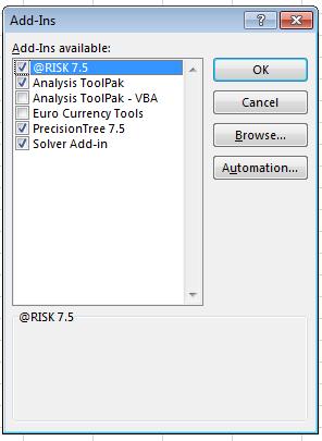 Software Install DecisionTools Suite If you have opened Excel by