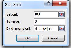 Goal Seek 80 Using Excel GoalSeek we can calculate exactly the probability of the bid