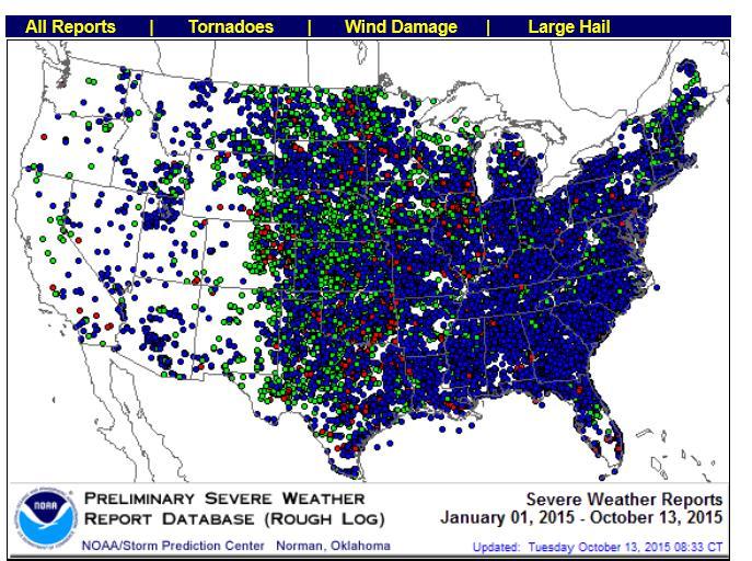Severe Weather Reports, US:. 1 Oct.