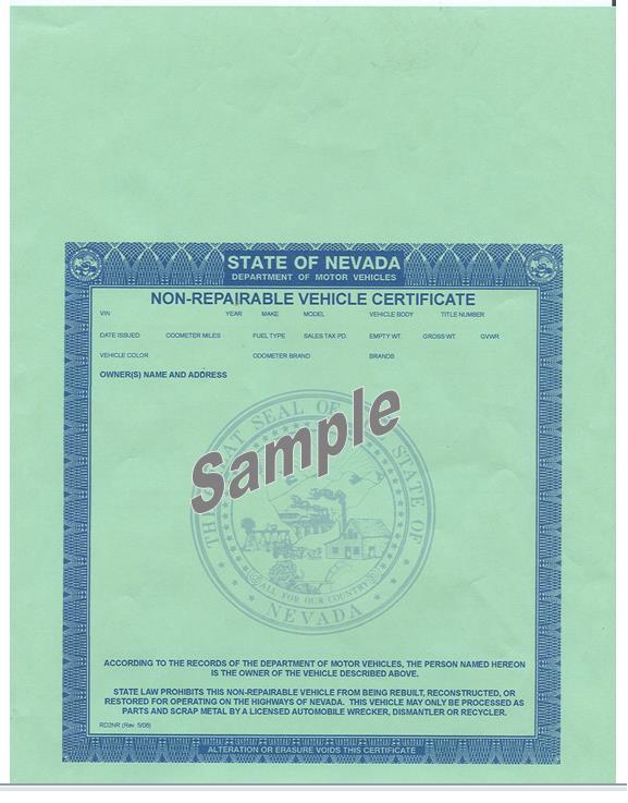 Non-Repairable Certificate Front