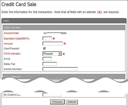 The following example shows the Credit Card Sale screen. 2.