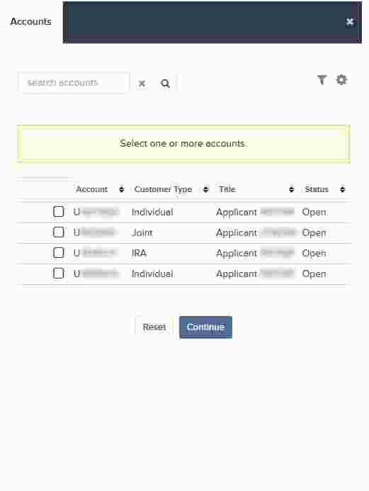 Chapter 1 Using the Account Selector 2. Click the check box that corresponds to the account(s) you want to use in Portfolio Analyst.