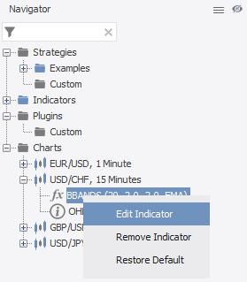 6.5 Edit and remove indicators NAVIGATOR Right-click the indicator to display options to Edit or Remove the indicator.
