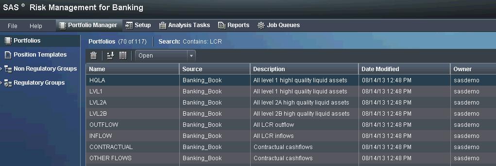 4 Liquidity Portfolio Manager The liquidity data enrichment step is followed by creating an LCR group structure that basically groups or segments processed data into LCR specific sub-portfolios and