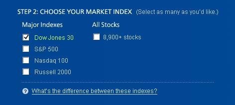 Step 2: SELECT YOUR OPTIONS Your Market Index Next, choose your Market Index. A market index is simply a listing of stocks that are used as a gauge for the overall stock market.