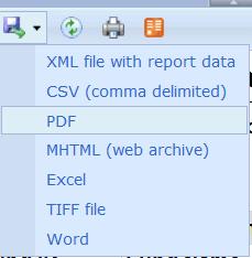 You can also export reports in other formats as shown here: To go back: Use the standard back arrow on your web browser or click