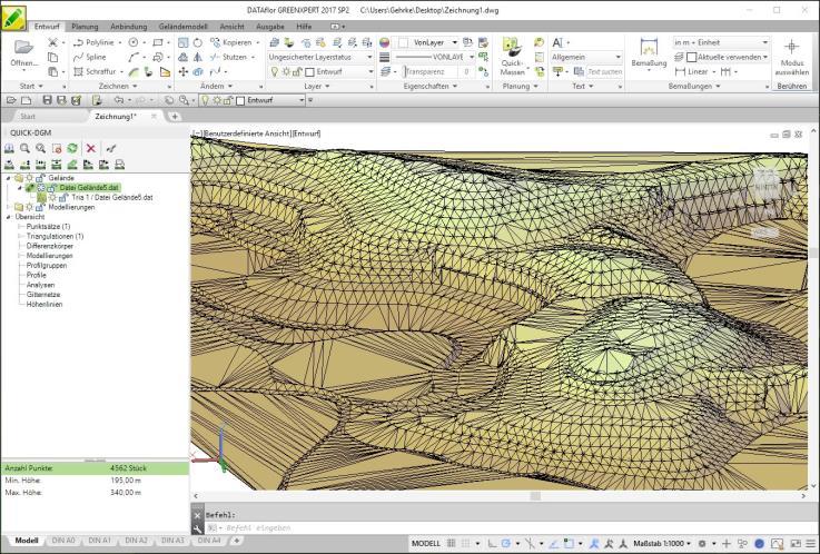 functionality: Digital terrain model: Comfortable three dimensional landscape design