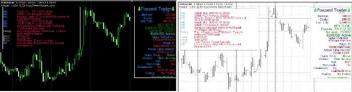User Interface Foxzard Trader EA will look good on both light and dark chart backgrounds All