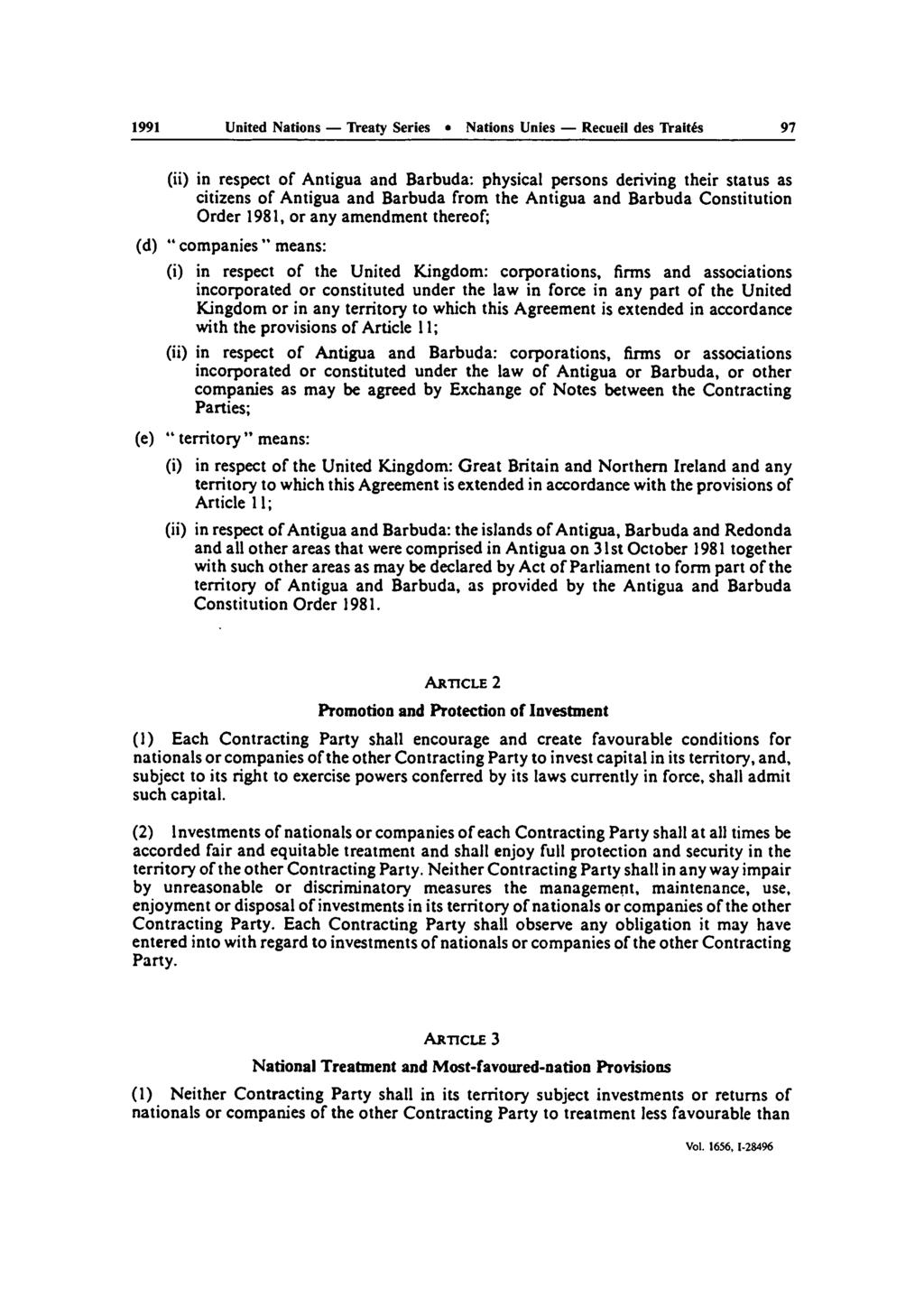 1991 United Nations - Treaty Series * Nations Unies - Recuell des Traitis 97 (ii) in respect of Antigua and Barbuda: physical persons deriving their status as citizens of Antigua and Barbuda from the