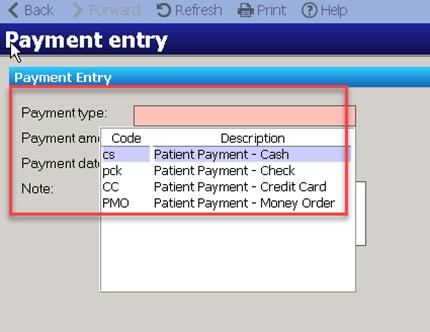 Click on Patient Payment Entry