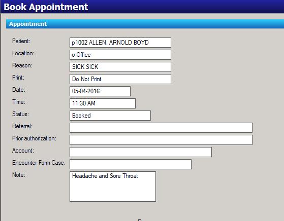 Scheduling Book an Appointment To book an appointment from the book screen: Double-click on an appointment time block. The Book Appointment window opens. Search for the patient.