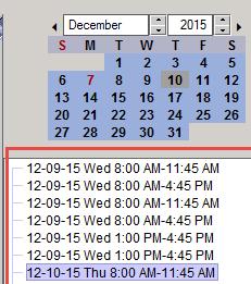 Scheduling Advanced Search Open times that meet the selected criteria will display below the calendar in the white box When a date is selected, the calendar