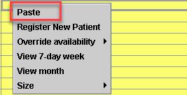 To drag and drop the existing appointment: Click on the appointment and drag to the new appointment time.