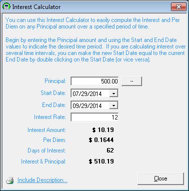 To use the Interest Calculator, simply enter the principal amount on which you wish to calculate interest, as well as the start and end date.