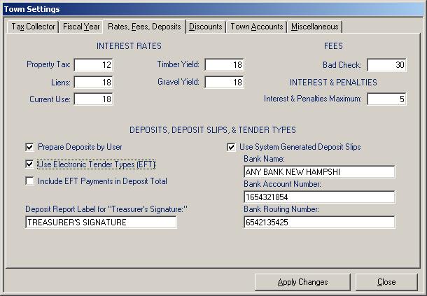 also where you can set the system to use computer generated Deposit Slips (see Deposit Slip Report).