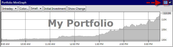 " Portfolio Mini Graph Settings The Portfolio MiniGraph displays the current status of your portfolio.