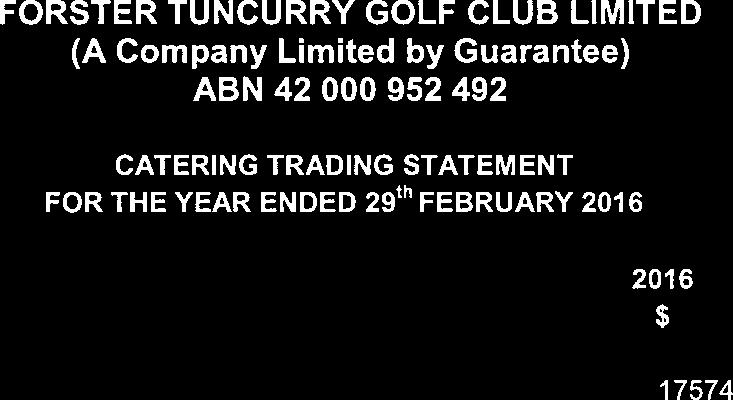 CATERING TRADING STATEMENT FOR THE YEAR ENDED 29'' FEBRUARY 20.