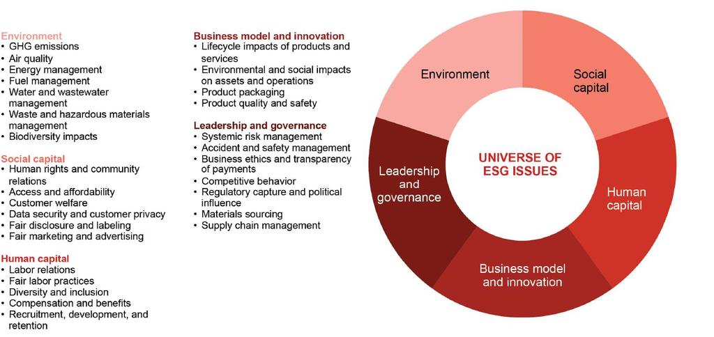 Figure 2: SASB Universe of Sustainability Issues Source: Sustainability Accounting Standards Board Evidence of Investor Interest Evidence of investor interest is assessed by examining five issues: