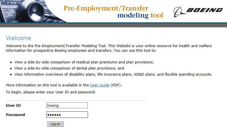 Boeing Pre-Employment/Transfer Modeling Tool What is the Pre-Employment/Transfer Modeling Tool?