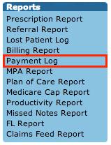 The image below is an example of what the Payment Log will look like on the patient record screen. To add a payment, click the Add Payment button.