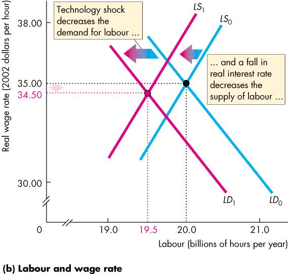 The Business Cycle Figure 28.11(b) shows the effects of a decrease in productivity on the demand for labour.