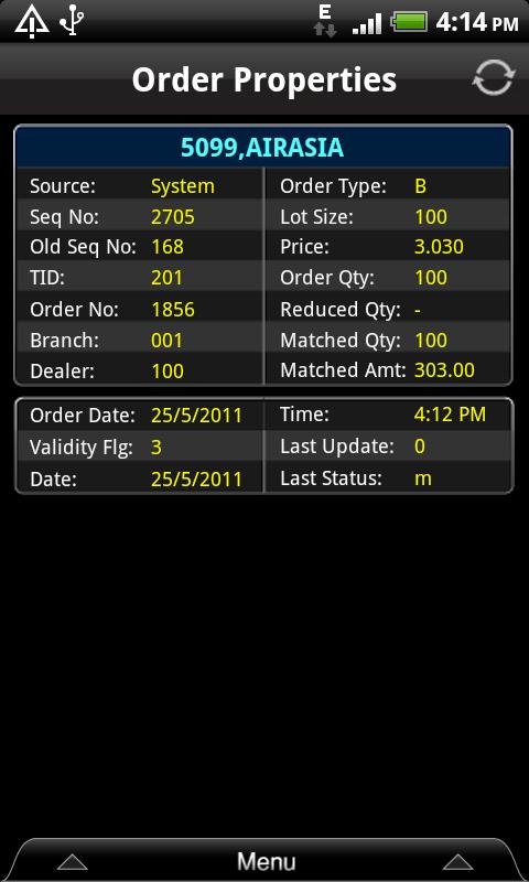 Order Properties: The Interface You may view the Order Properties details if you tap on the share name from the Order Summary screen. 1 2 3 Figure 56.