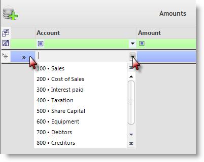 Select accounts by clicking on either of the